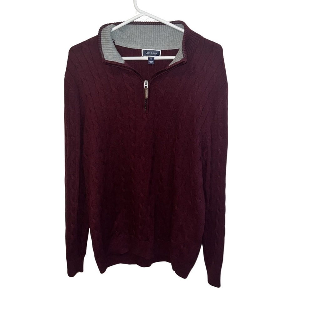 Club Room Zip Up Sweater with Stand-Up Collar | XL